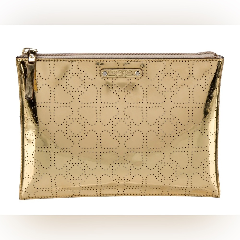 Kate Spade Gold Metallic Zipper Pouch Clutch